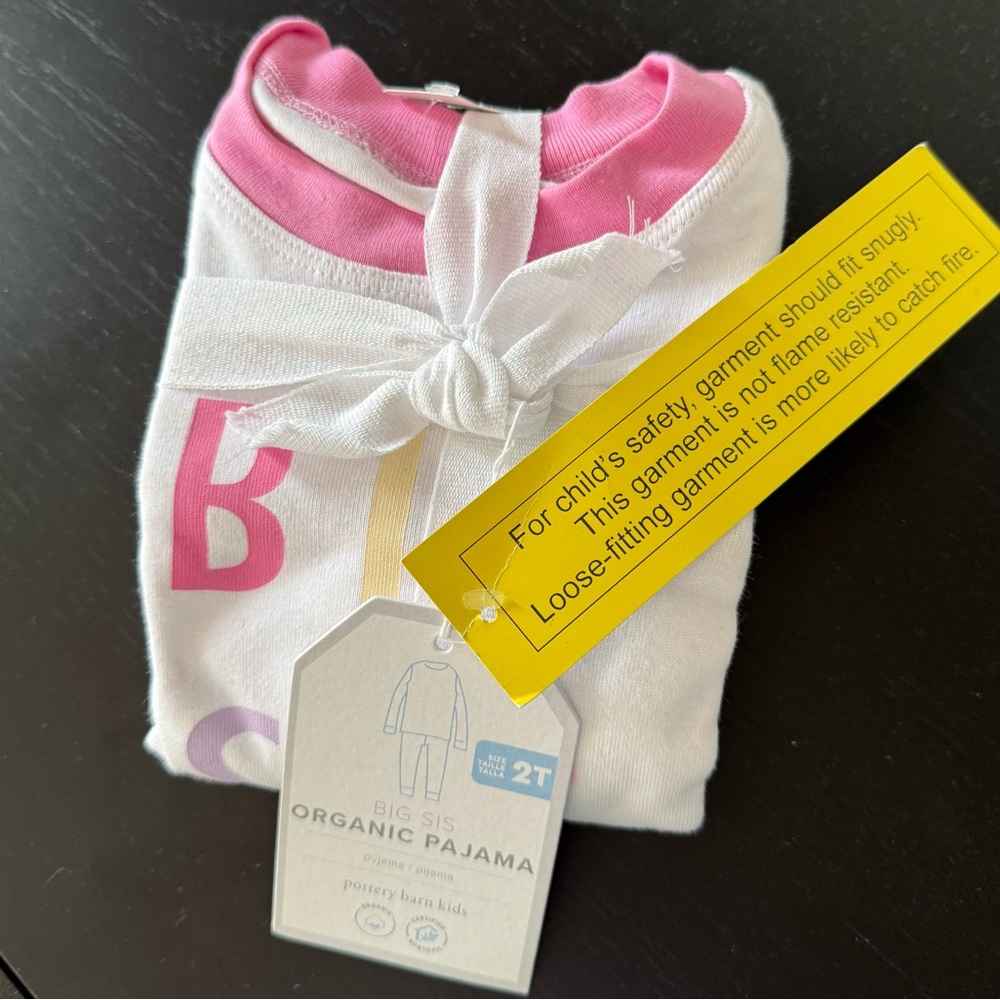 New Pottery Barn Kids Big Sis Organic Cotton Pajama Set